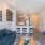 a living room with a couch and a table